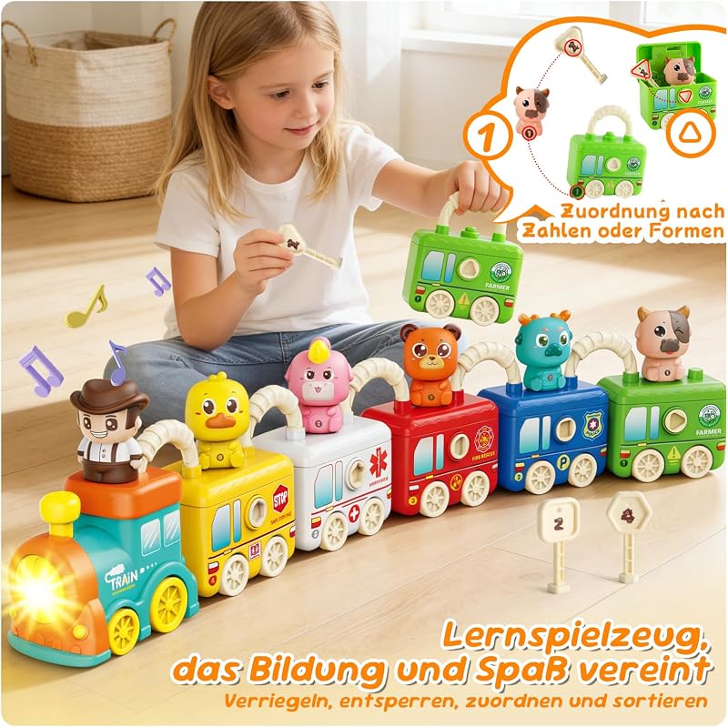 Montessori Spielzeug Baby ab 2 Jahre Bauernhof Spielzeugzug