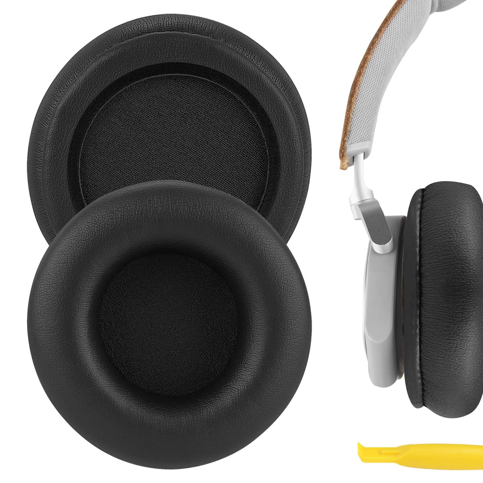 Geekria Replacement Ear Pads for Bang & Olufsen Beoplay H4/ H6/ H7/ H9/ H9i/ HX, Portal Headphones Ear Cushions, Repair Parts with Video Guide (Black/No Plastic Clip)