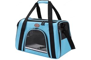 ROSEBB Cat Carrier Dog Carrier Pet Carriers for Medium Small Cats Dogs Puppies up to 15 Lbs,TSA Airline Approved Small Dog Cat Carriers Soft Sided,Collapsible Travel Puppy Carrier (Blue, Medium)