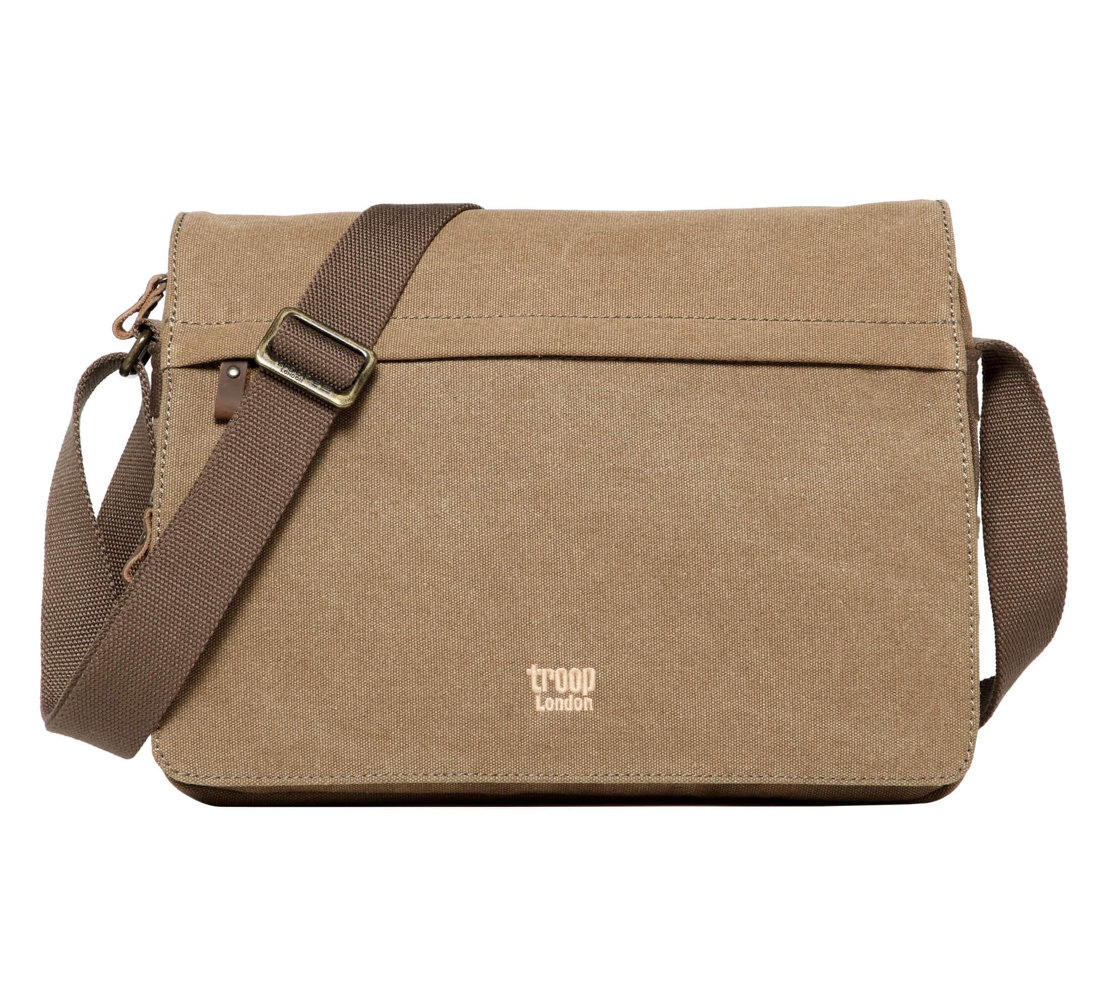 Troop London TRP0241 Classic Canvas Messenger Bag Brown