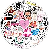 BulbaCraft 100 Pcs Funny Mom Stickers for Water Bottles - Mama Sticker, Funny Gifts for Mom, Mother Decals, Mothers Day Laptop Decals, Gifts for Women & Men