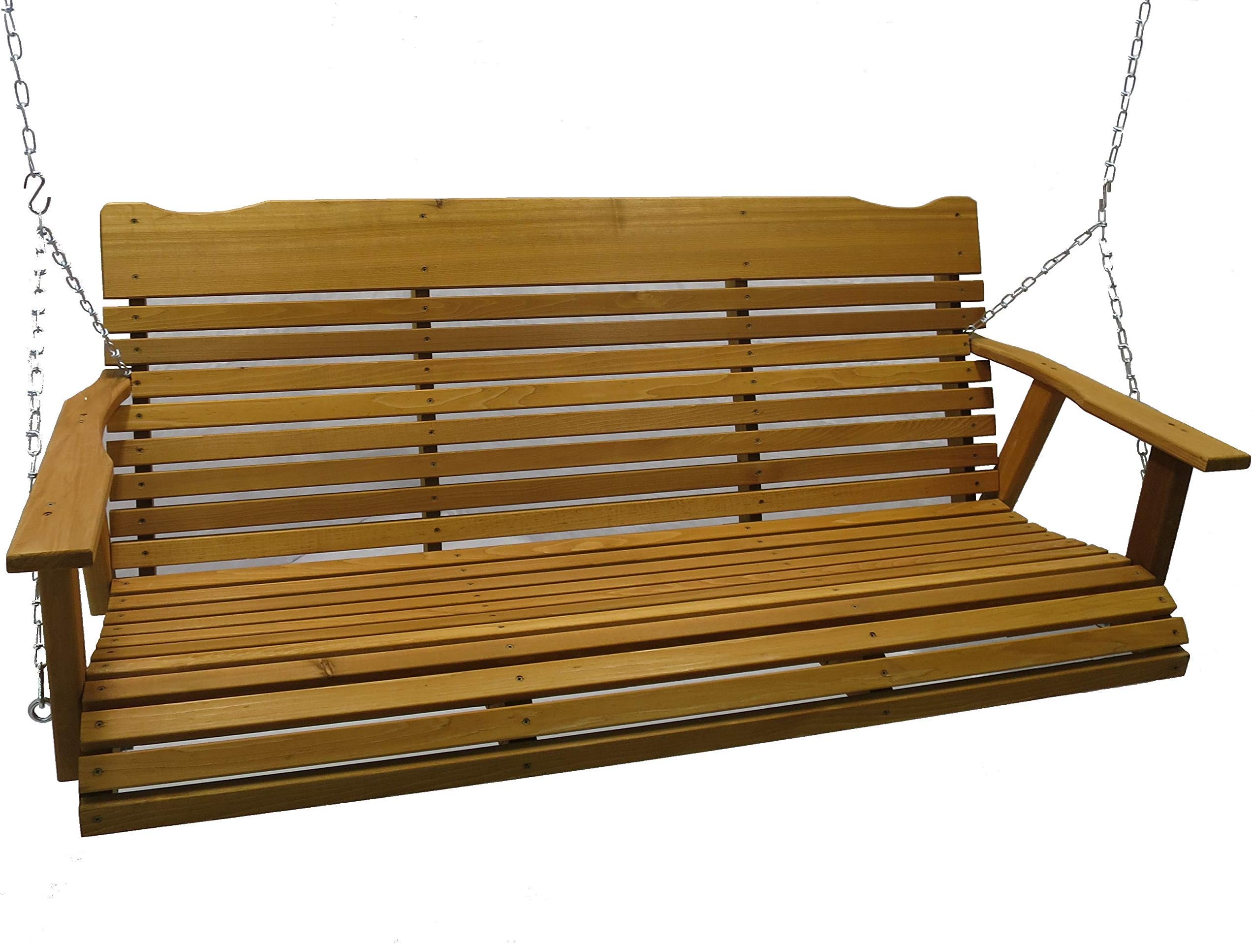Kilmer Creek 5 Foot Cedar Porch Swing, Stained Finish, Amish Crafted, Includes Chain & Springs