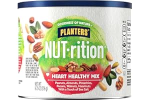 PLANTERS NUT-rition Heart Healthy Snack Nuts Mix, 9.75 oz Canister - On-the-Go Snack, Work Snack, School Snack and Active Lifestyle Snack - Wholesome Snack - Nutrient Dense Snack - Kosher