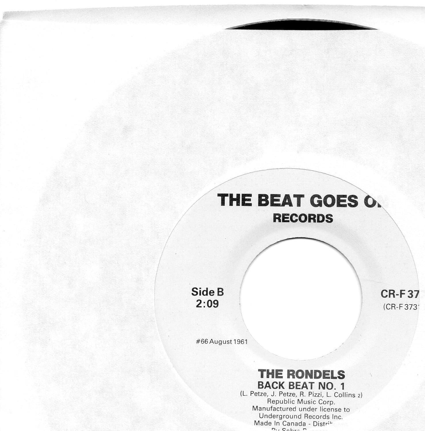 The Rondels B W The Chartbusters Back Beat No 1 B W She S The One 7 45record Amazon Com Music