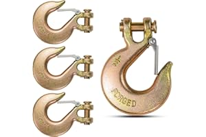 AYAYGD 4Pack 1/2Inch Clevis Slip Hook with Safety Latch - Heavy Duty Grade 70 Steel for Trailer Chains, Winch, Tow, and Chain Hooks, 48,000 Lbs. Capacity