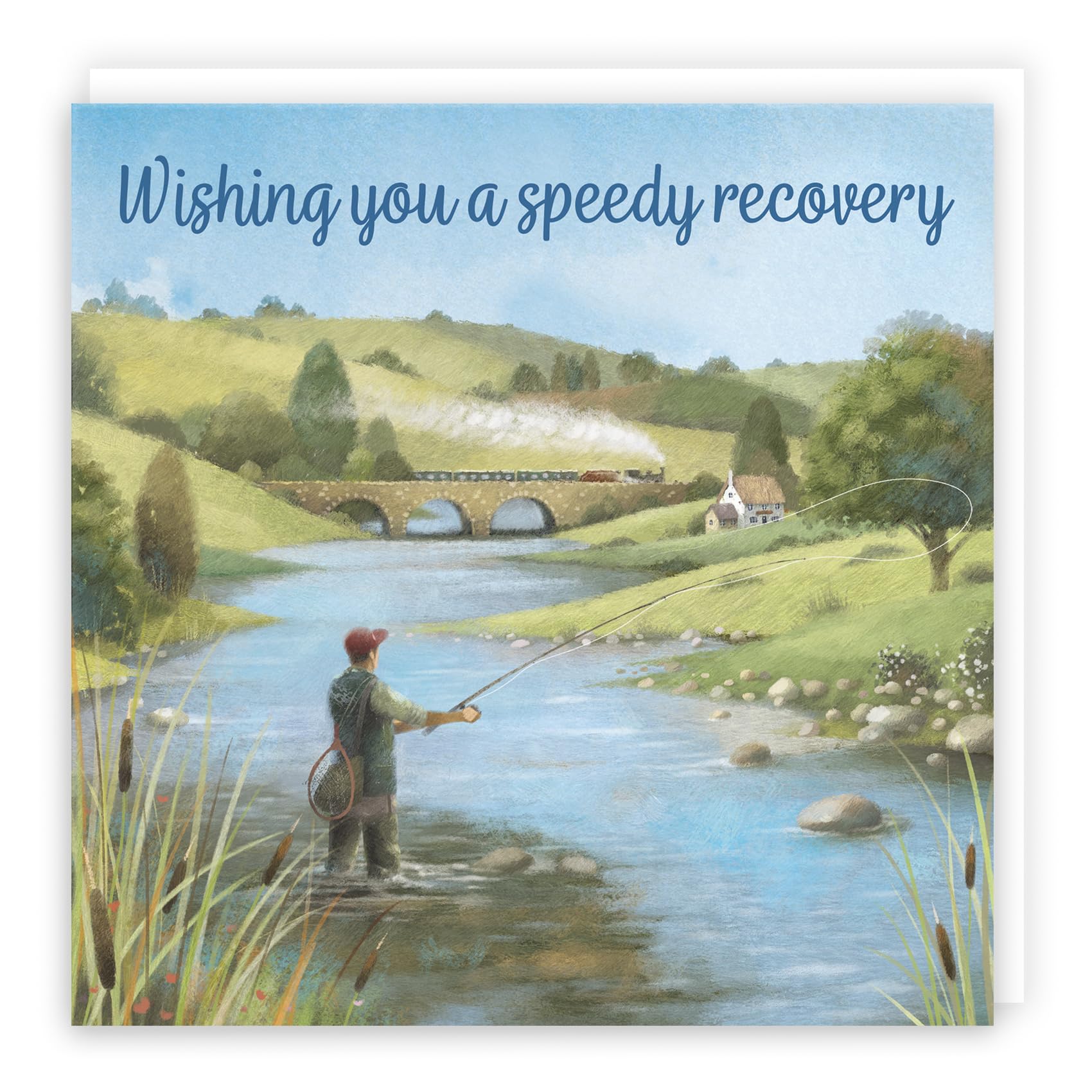 Hunts England - Fly Fishing Wishing You A Speedy Recovery Card For Him - Milo's Gallery - Sport Get Well Card - Feel Better Soon Card For Fishing Lovers - For Boys, Men, Husband, Dad, Grandad, Son