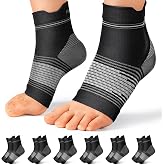 PAPLUS 6 Pairs Plantar Fasciitis Socks, Compression Socks with Arch Support | Foot Compression Sleeve for Women &amp; Men, Ankle Brace for Achilles Tendonitis, Heel Pain, Plantar Fasciitis Relief, Black S