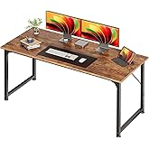 Huuger Computer Desk, 55 Inch Home Office Desk, Gaming Writing Work from Home Study Desk, Large Legroom, Sturdy Metal Frame, Modern Simple, Rustic Brown
