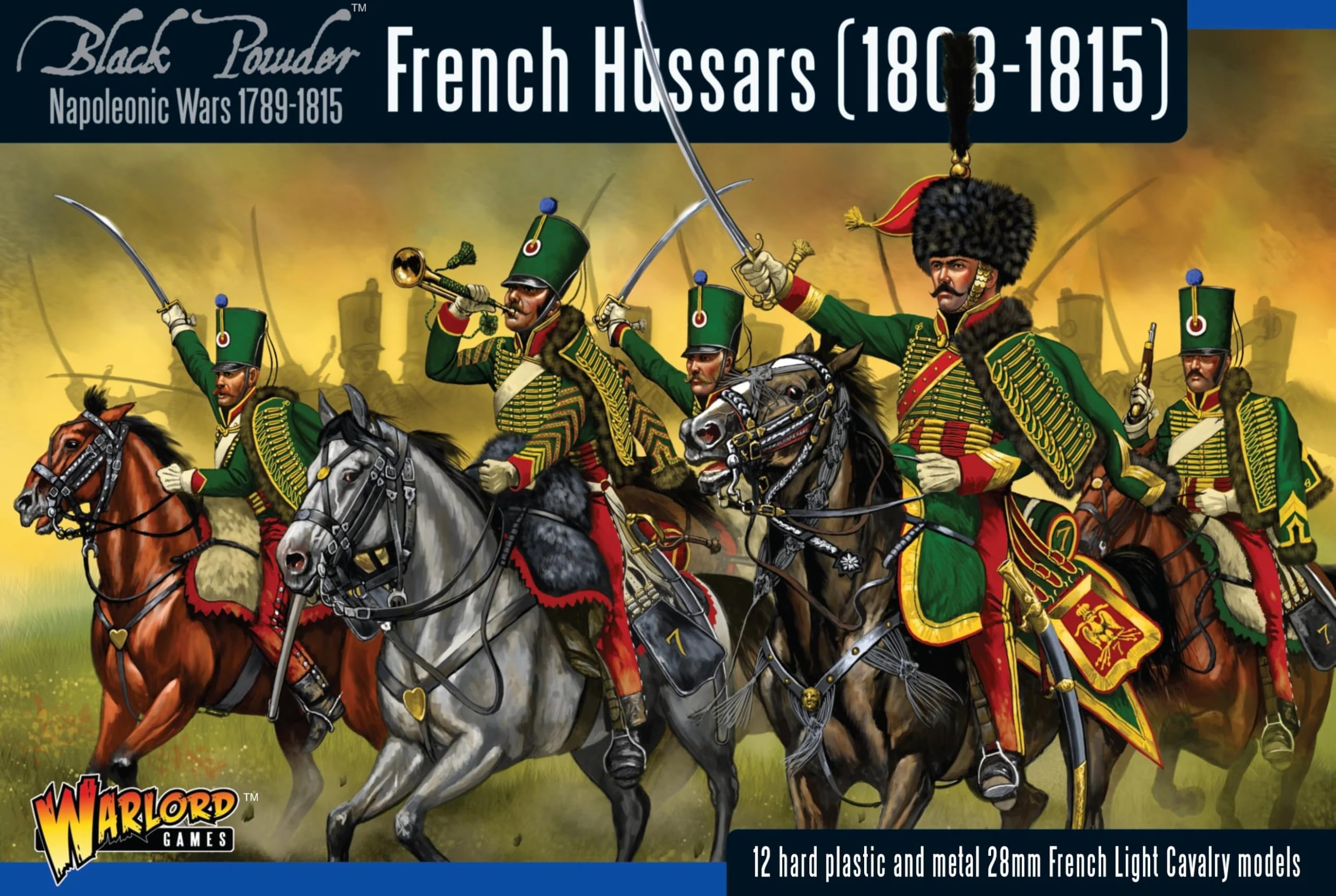 Warlord Games French Hussars Cavalry (1808-1815) - 28mm Scale Plastic Miniatures for Black Powder Highly Detailed Napoleonic Era for Table-top Wargaming