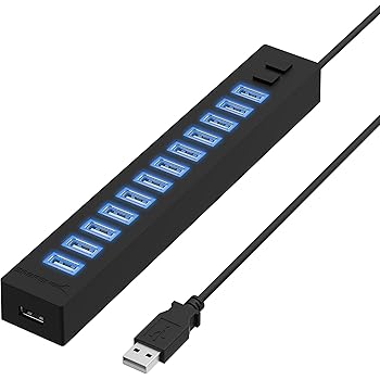 Sabrent 13 Port High Speed USB 2.0 Hub with Power Adapter And 2 Control Switches (HB-U14P)