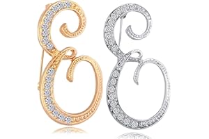 HAFILO 2 pack initial letter brooch pin for women girl 26 letters A-Z fashion brooches collar pins Gold silver