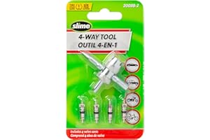 Slime 4-Way Tire Valve Tool with 4 Valve Cores
