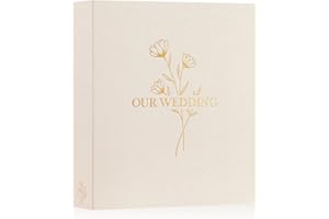 Lanpn Wedding Photo Album 8x10, Each Pack holds 50 Pictures Slip in Pockets Mini Linen Top Loading Wedding Photo Book for Portrait Only 8 x 10 Picture (Flower, Beige)