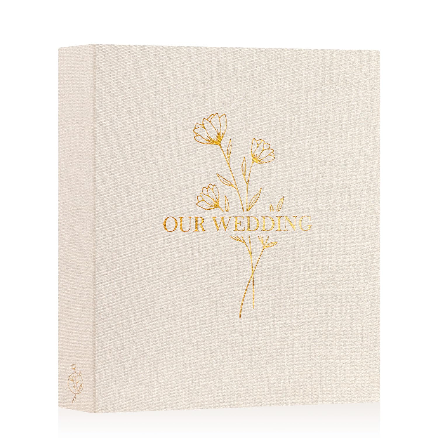 Photo 1 of Lanpn Wedding Photo Album 8x10, Each Pack holds 50 Pictures Slip in Pockets Mini Linen Top Loading Wedding Photo Book for Portrait Only 8 x 10 Picture (Flower, Beige)