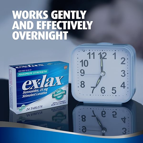 EX-LAX MAXIMUM STRENGTH STIMULANT LAXATIVE CONSTIPATION RELIEF PILLS FOR OCCASIONAL CONSTIPATION, GENTLE LAXATIVES – 24 COUNT