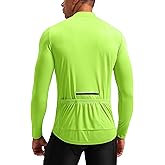 Bikewa Men's Cycling Jersey with 3+1 Rear Zipper Pockets Long Sleeve Moisture Wicking UPF 50+ Half Zip Riding Bike Shirts