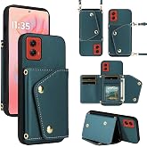 Wallet Phone Case for Moto G Power 5G 2024 Kickstand Card Slots MenGreen | Thin Slim Flip Purse,Cash Pocket,Shoulder Strap,Luxury PU Leather,Credit Card Holder Stand Accessories Cell Protective Women