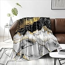 Amazon.com: Bedbay Black Gold Marble Blanket Throw Blanket