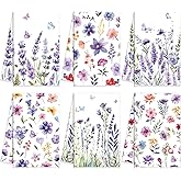 Oudain 6 Pcs Spring Purple Kitchen Dish Towels Lavender Flower Hand Tea Towels Floral Butterfly Decoration Gift for Spring Holiday Bathroom Accessories