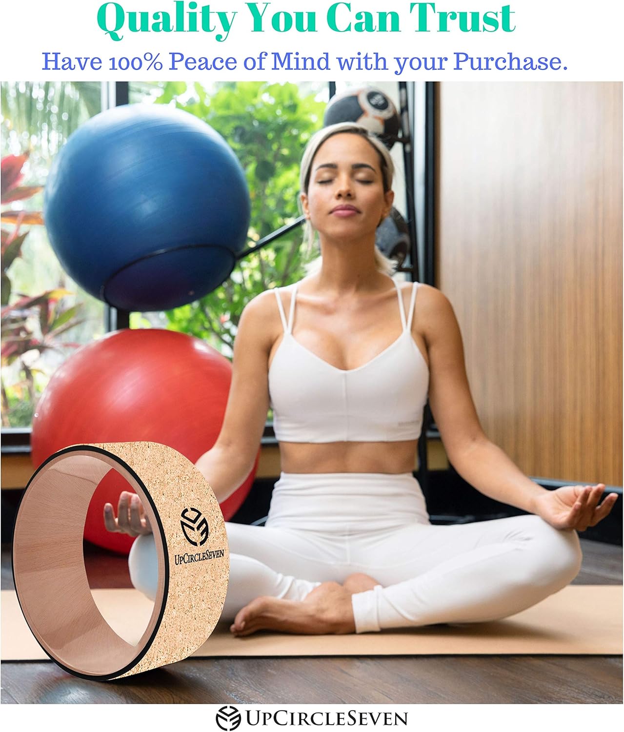 UpCircleSeven Cork Yoga Wheel - [Pro Series] Strongest & Most Comfortable Yoga Prop Wheel - Perfect for Back Pain Stretching & Backbends, 12 x 5 in (Wood) : Sports & Outdoors