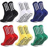Barrlves 6 Pairs Grip Soccer Socks Colorful Non Slip Sports Football Basketball Hospital Yoga Socks for Men Women