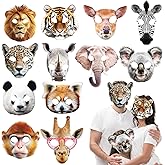 CHUNNIN 24pcs Animal Masks Party Favors Jungle Safari Themed Birthday Masks Realistic Printed Wild Petting Zoo Animal Costume Dress Up for Woodland Adults Party Supplies Decoration