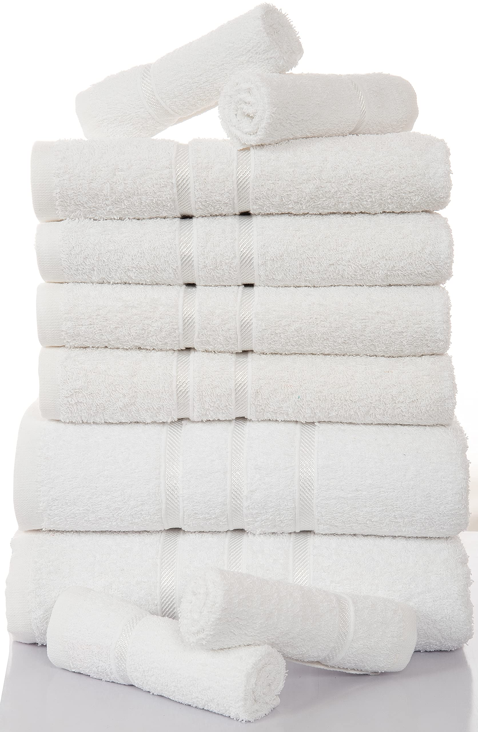 ZIMEL HOMES 10-Piece Towels Bale Set for Bathroom, Ultra Soft Premium Quality Water Absorbent Towel Gift Sets, 100% Combed Cotton, 4x Face 4x Hand 2x Bath Towels (White)