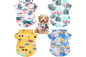 Weewooday 4 Pieces Small Pet Summer T-Shirts Hawaii Style Floral Pet Dog Shirt Breathable Cool Clothes Beach Seaside Puppy Sweatshirt for Puppy(Lovely Style,Medium)