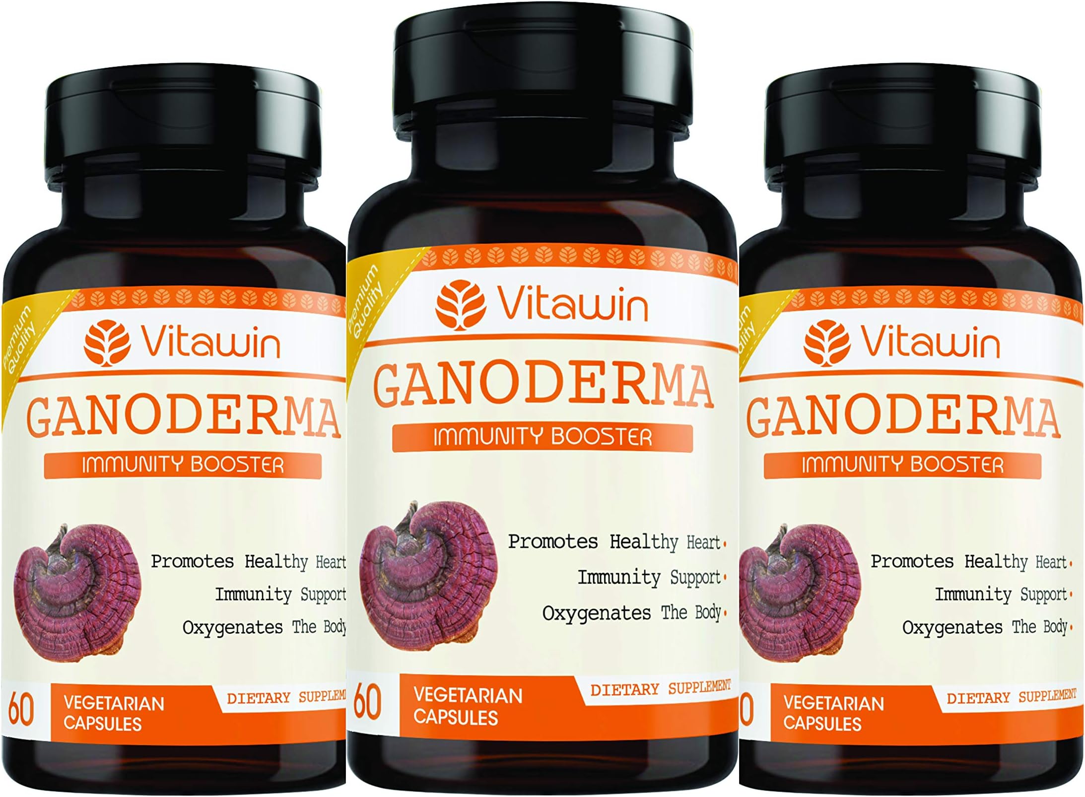 Ganoderma Capsules (Pack Of 60), 500 mg, Ultimate Health & Nutrition Supplements For Healthy Heart (For Men & Women) (Pack of 3)