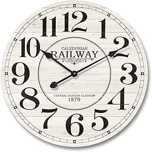 Rebecca Mobili Reloj de Pared Cocina, Madera MDF Metal, diseño Vintage