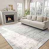 8x10 Area Rugs Washable Rug: Anti-Skid Abstract Modern Living Room Rug Soft Thin Carpets Indoor Floor Non-Shedding Carpet for Bedroom Dining Farmhouse Nursery Home Office (White Gray, 8'x10')