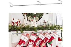 SFNSM Christmas Stocking Holder Rod, 47 Inch Adjustable Stocking Holders Garland Hanger for Mantle, Stainless Steel Stocking Rod for Xmas Fireplace Counter Tables Holiday Hanging Decor