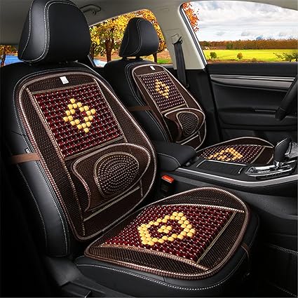 Wood Beaded Comfort Seat Cover With Cooling Ventilated Mesh Lumbar