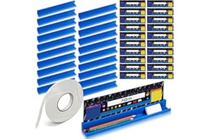 PerKoop Classroom Desk Name Plates Holder Set Index Cards Storage Classroom Name Tags Kids Desk Accessories Desktop Helper Prop and Park Station Tray Desk Organizer Water (10 + 10 Pcs)