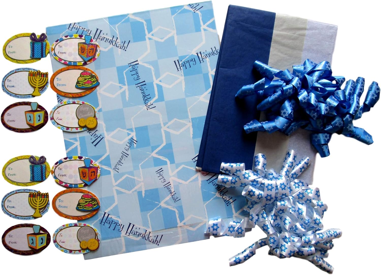 Download Amazon.com: Happy Hanukkah Glossy Gift Wrap and Gift Bag Sets: Tissue Paper, Gift Tags, and More ...