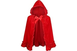 TOONRAIN Womens Velvet Little Red Riding Hood Cape Halloween Christmas Short Cloak Fairytale Costume