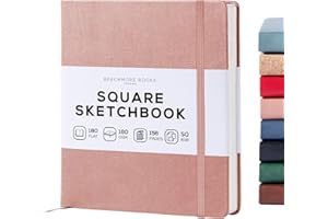 Beechmore Books Carnet de croquis carré – 20,3 x 20,3 cm – Grand carnet de croquis relié en cuir végétalien de qualité supéri