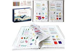 SPICSSA DIY Stitch Book, Embroidery Stitch Book on Linen Fabric, Complete Toolkit and Video Tutorials, Perfect for Beginners and Craft Lovers