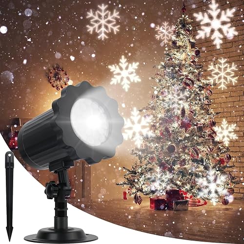 Christmas Snowflake Projector Lights Outdoor, Christmas Projector IP65 Waterproof, LED Snowfall, Large Snowflake for Indoor Outdoor Decoration Holiday Garden Party