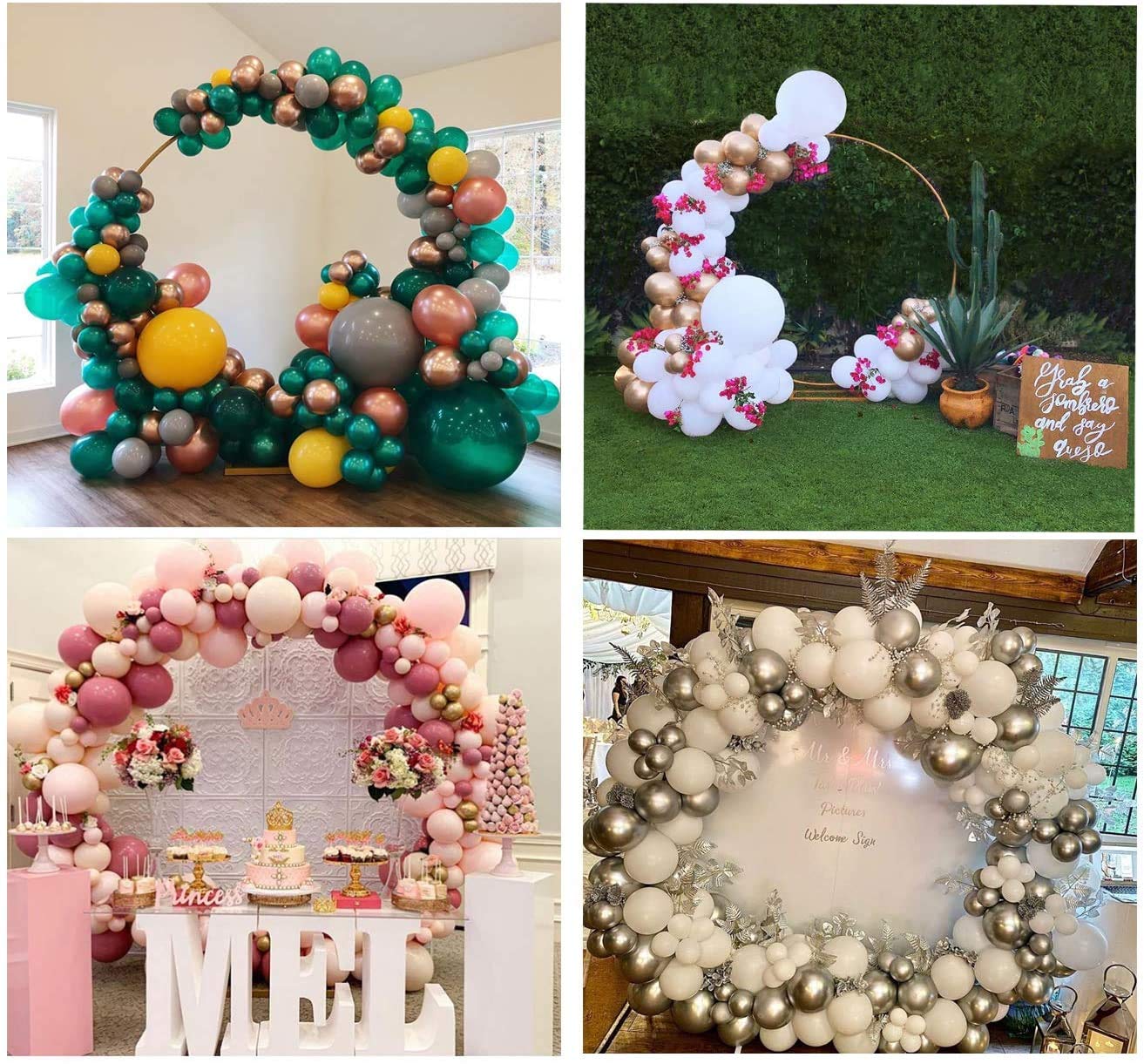 LANGXUN 9ft Large Size Metal Circle Balloon Arch Stand Decoration, Indoor Outdoor Arch Frame for Birthday Wedding Graduation Decorations and Event Party Supplies, Baby Shower Photo Background