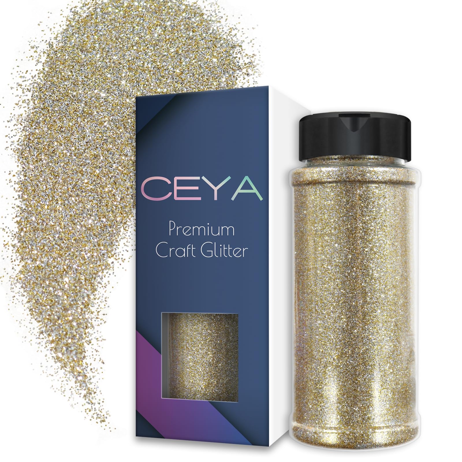 Ceya 3.5oz/ 100g Ultra Fine Glitter Powder Gold and Silver Glitter 1/128” 0.008” 0.2mm for Slime Epoxy Resin Craft Tumbler Jewelry Nail Art Festival Makeup Scrapbook Painting Wedding Cards