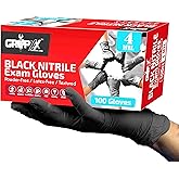London Labs Black Nitrile Gloves Disposable Latex Free & Powder Free, 4 Mil Rubber Glove, Cleaning, Cooking, Mechanic(XS-XXL)