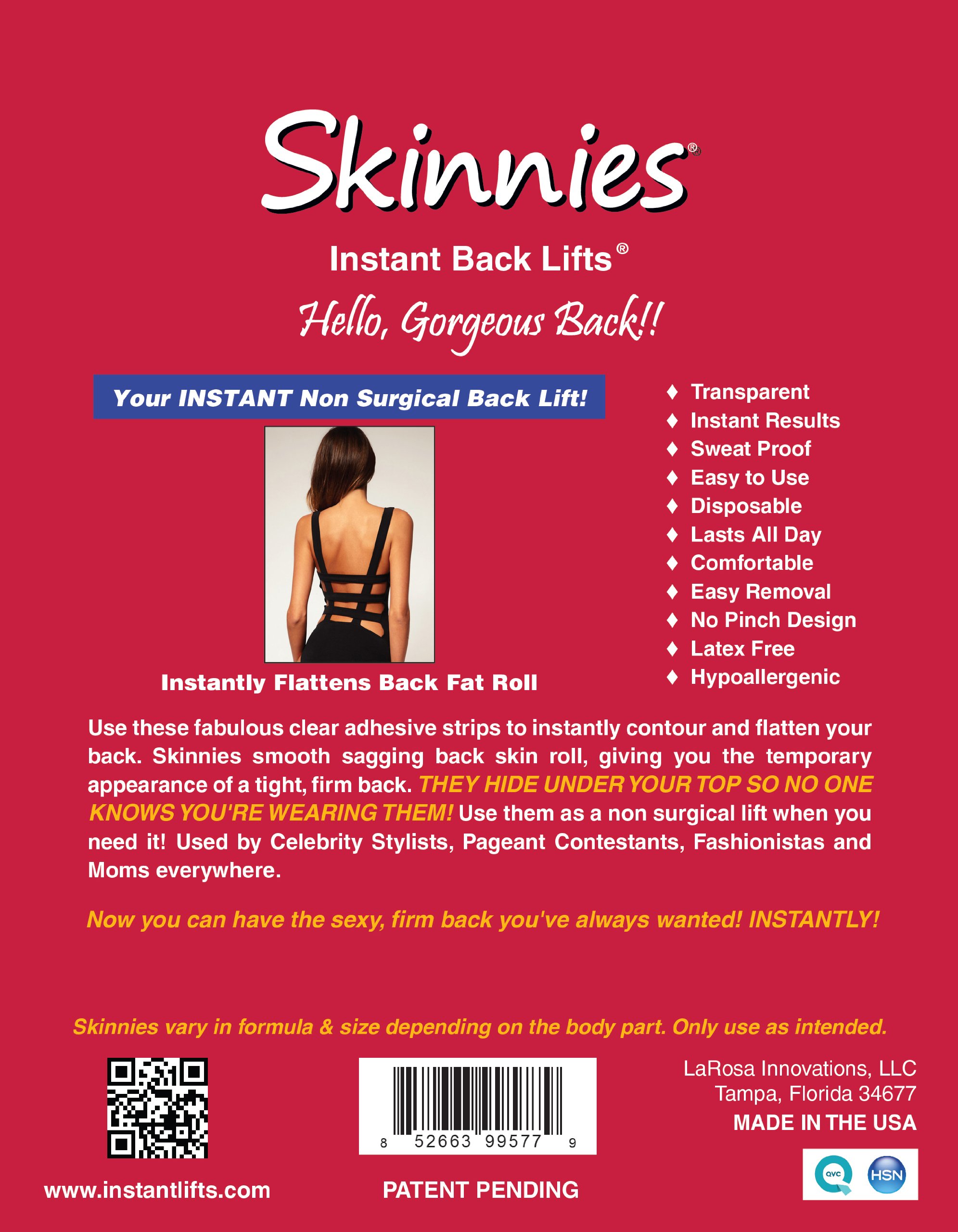 Skinnies Instant Lifts 5 Pair Back Lifts Clear Adhesive Strips