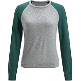 winkbay Women's Color Block Long Sleeve T Shirts Fall Crew Neck Vintage Tees Dressy Casual Tops