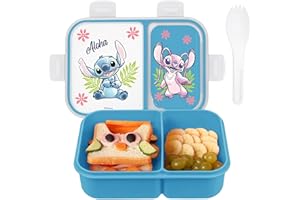 Best Brands Disney Bento Box– Leak-Proof Kids Lunch Box with Divided Compartments & Detachable Spork - Mickey & Minnie, Stitch, & Winnie the Pooh BPA Free Bento Box