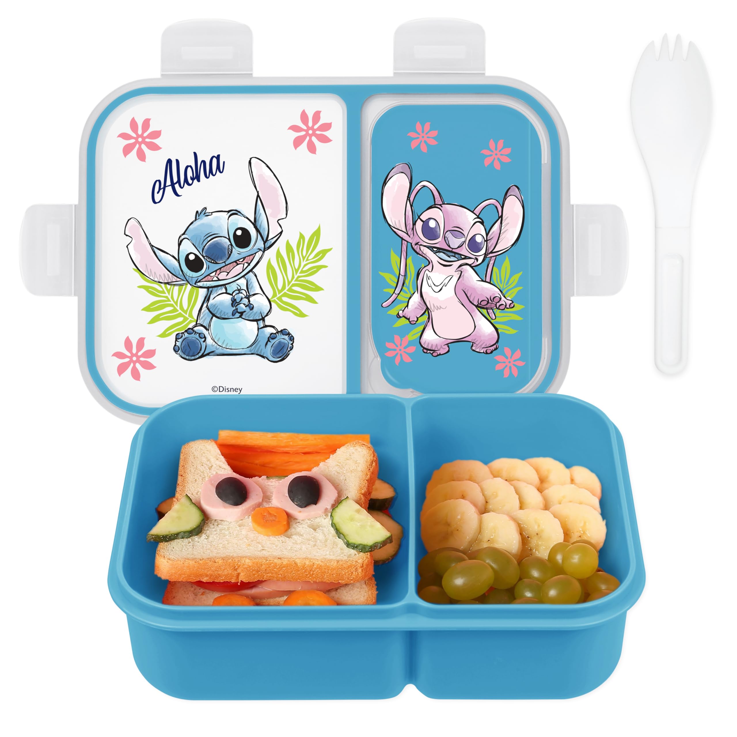 Photo 1 of Disney Bento Box– Leak-Proof Kids Lunch Box with Divided Compartments & Detachable Spork - Mickey & Minnie, Stitch, & Winnie the Pooh BPA Free Toddler Bento Box
