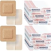 200 Pcs Adhesive Spots Bandages 1.5"*1.5" Square Flexible Fabric Adhesive Knuckle Fingertip Bandages for Wound Care and Hides Skin Spots Ideal for Small Incisions