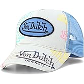 Von Dutch Monogram Trucker Cap - Retro Snapback Cap for Men and Women - Adjustable Snap Fit Panel, Mesh Rear, Curved Bill