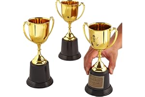 HAUNTLOOK Large Halloween Costume Contest Trophies, 3-Pack - 8.6" x 4.5" Customizable Grand Champion Party Awards & 12 Stickers - Fun for Home, Work, School & Bar Costume Parties Supplies, Games & Decorations