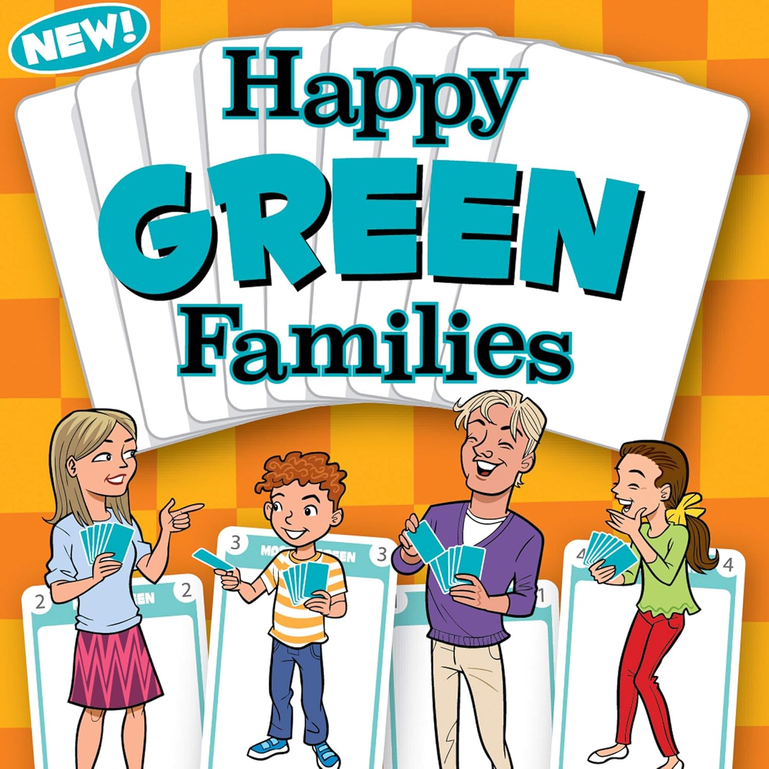 HAPPY FAMILIES card game. GREEN FAMILY EDITION. A unique set of cards